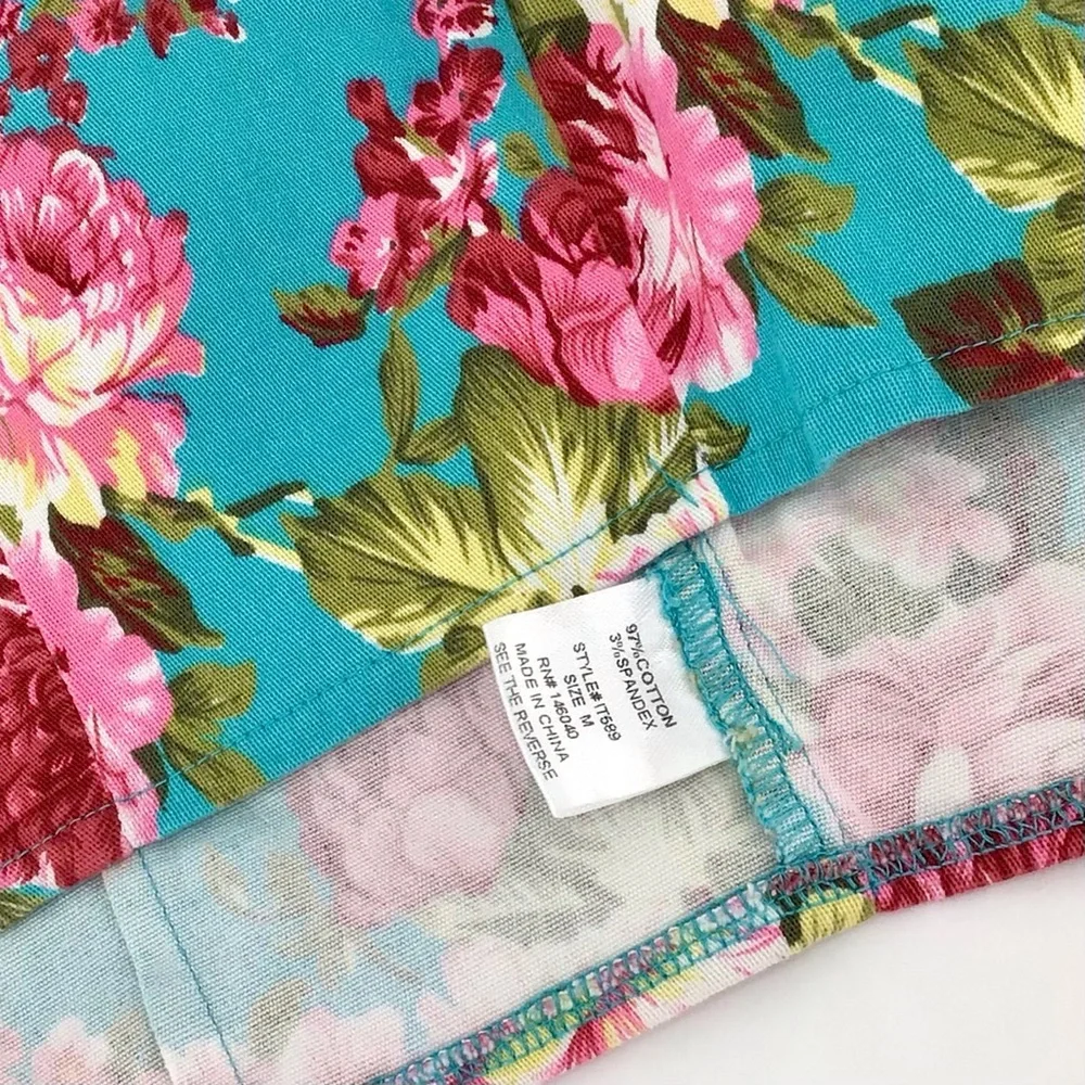 GI7 Blue Floral Print Underwire Crop Top Size Medium - Picture 5 of 9